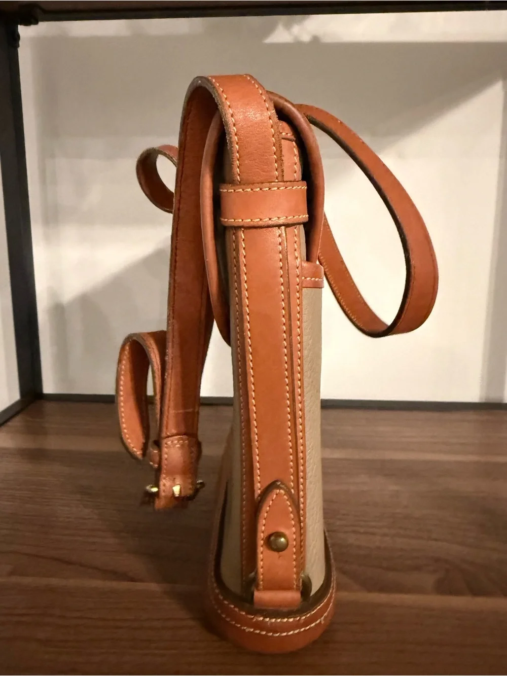 Dooney & Bourke Taupe and Tan Pebbled Leather Crossbody Bag *flawed*
